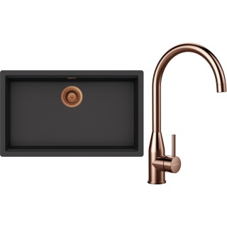 Set Schock S33-4 (dřez Kiruna N-100XL Dusk + baterie Kavus Copper brushed + komponenty Copper...