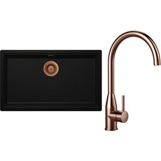 Set Schock S33-4 (dřez Kiruna N-100XL Night + baterie Kavus Copper brushed + komponenty Copper...