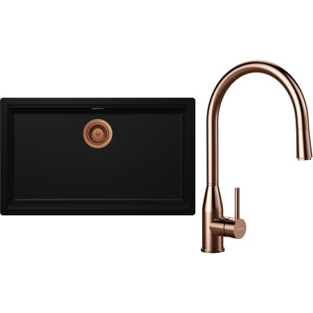Set Schock S33-9 (dřez Kiruna N-100XL Night + baterie Kavus.120 Copper brushed)