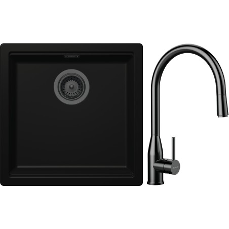 Set Schock S31-10 (dřez Kiruna N-100 Night + baterie Kavus.120 Gunmetal brushed)