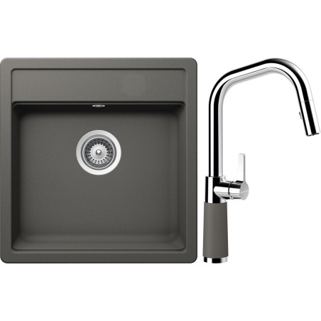 Set Schock S10-9 (dřez Mono N-100S Silverstone + baterie SC-530.120 Silverstone)