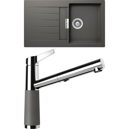 Set Schock S1-5 (dřez Signus D-100 Silverstone + baterie SC-510.120 Silverstone)