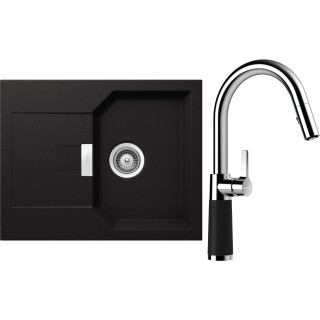 Set Schock S18-9 (dřez Manhattan D-100XS Nero + baterie SC-520.120 Nero)