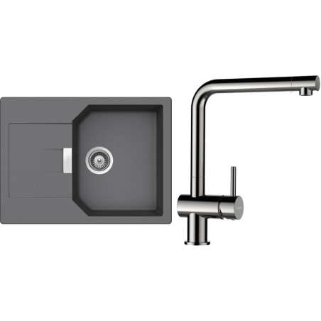 Set Schock S19-5 (dřez Manhattan D-100S Croma + baterie Epos Nerezový vzhled)