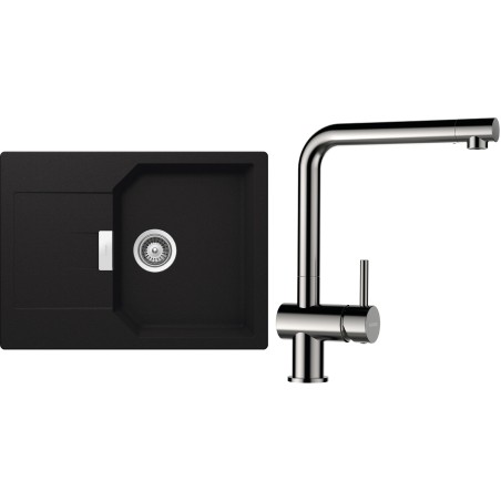 Set Schock S19-5 (dřez Manhattan D-100S Onyx + baterie Epos Nerezový vzhled)