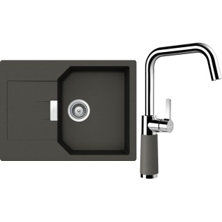 Set Schock S19-10 (dřez Manhattan D-100S Asphalt + baterie SC-530 Asphalt)
