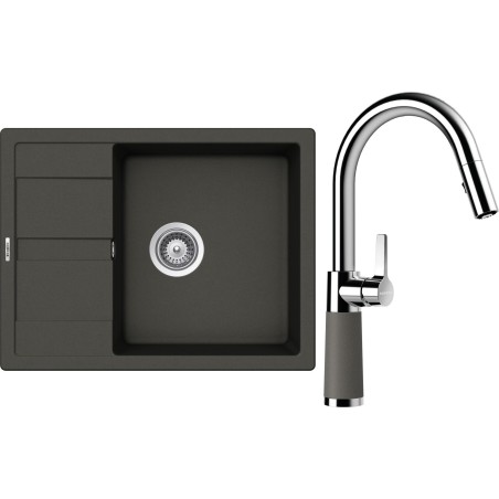 Set Schock S20-9 (dřez Manhattan D-100 Asphalt + baterie SC-520.120 Asphalt)