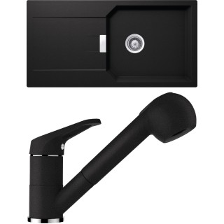 Set Schock S21-2 (dřez Manhattan D-100L Nero + baterie Cosmo.120 Nero)