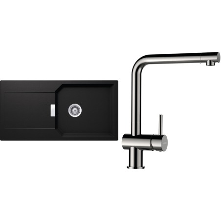 Set Schock S21-5 (dřez Manhattan D-100L Nero + baterie Epos Nerezový vzhled)