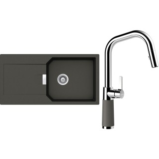 Set Schock S21-11 (dřez Manhattan D-100L Asphalt + baterie SC-530.120 Asphalt)