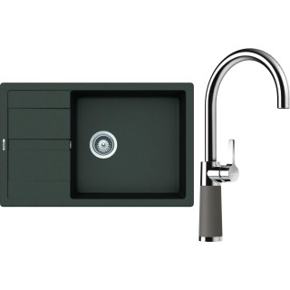 Set Schock S22-8 (dřez Manhattan D-100LS Asphalt + baterie SC-520 Asphalt)