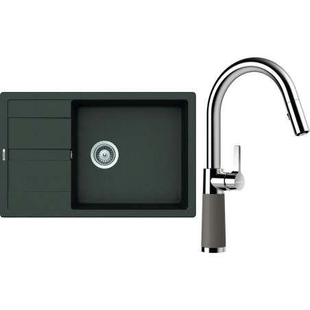 Set Schock S22-9 (dřez Manhattan D-100LS Asphalt + baterie SC-520.120 Asphalt)