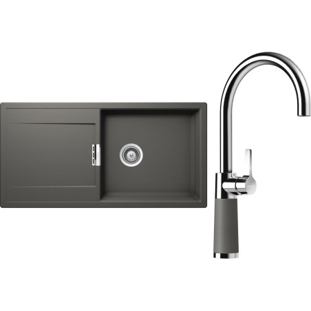 Set Schock S8-6 (dřez Mono D-100L Silverstone + baterie SC-520 Silverstone)