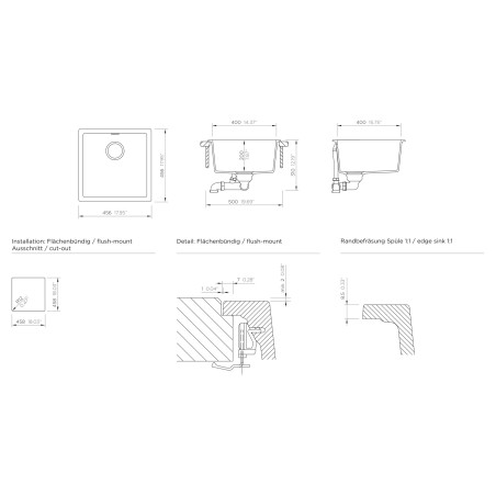 Kuchyňský dřez Schock Kaia N-100 Magnolia, montáž do roviny