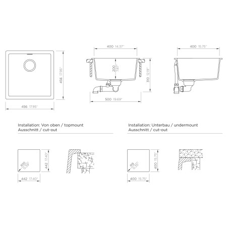 Kuchyňský dřez Schock Kaia N-100 Stone, spodní montáž