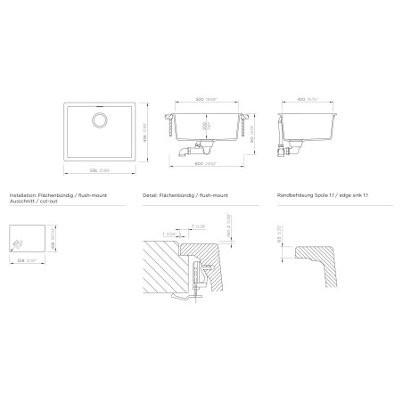 Kuchyňský dřez Schock Kaia N-100L Berry, montáž do roviny
