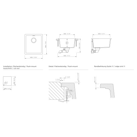 Kuchyňský dřez Schock Kaia N-100S Berry, montáž do roviny