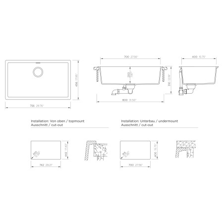 Kuchyňský dřez Schock Kaia N-100XL Stone, horní montáž