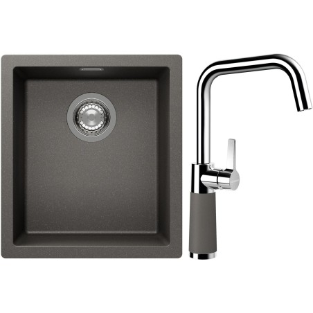 Set Schock S12-8 (dřez Kaia N-100S Silverstone + baterie SC-530 Silverstone)