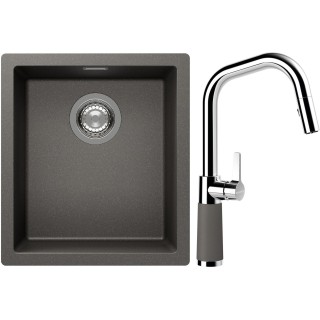 Set Schock S12-9 (dřez Kaia N-100S Silverstone + baterie SC-530.120 Silverstone)