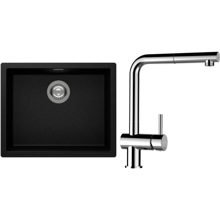 Set Schock S14-13 (dřez Kaia N-100L Magma + baterie Epos.120 Chrom)