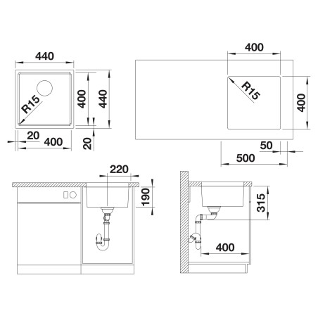 Kuchyňský dřez Blanco Quato 400-U Nerez kartáčovaný