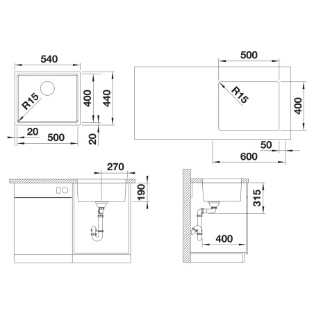 Kuchyňský dřez Blanco Quato 500-U Nerez kartáčovaný