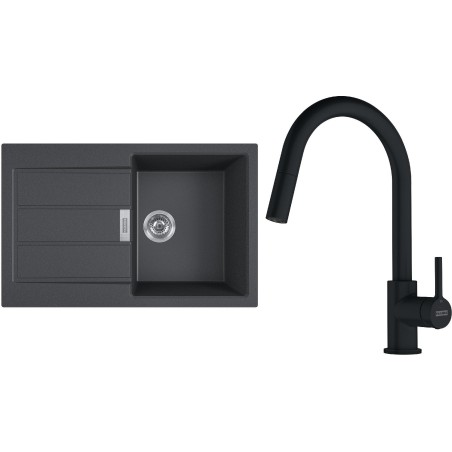 Set Franke T131Č (dřez S2D 611-78 Černá + baterie FC 6051.901 LINA Matná černá)