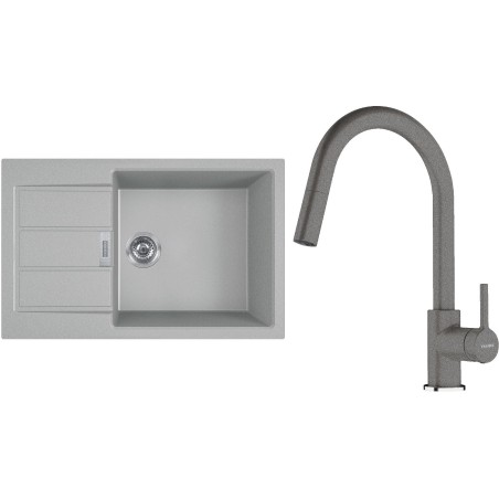 Set Franke T132Š (dřez S2D 611-78 XL Šedá + baterie FC 6051.084 LINA Šedý kámen)