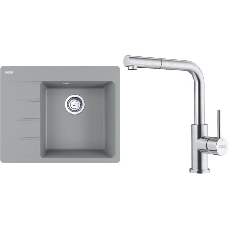 Set Franke G283ŠK (dřez CNG 611-62 TL/7 Šedý kámen + baterie FC 6986.501 SMART GLENDA Celonerez)