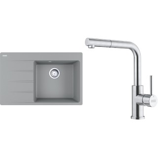 Set Franke G289ŠK (dřez CNG 611-78 TL/7 Šedý kámen + baterie FC 6986.501 SMART GLENDA Celonerez)