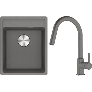 Set Franke G293ŠK (dřez MRG 610-37 RTL Šedý kámen + baterie FC 6051.084 LINA Šedý kámen)