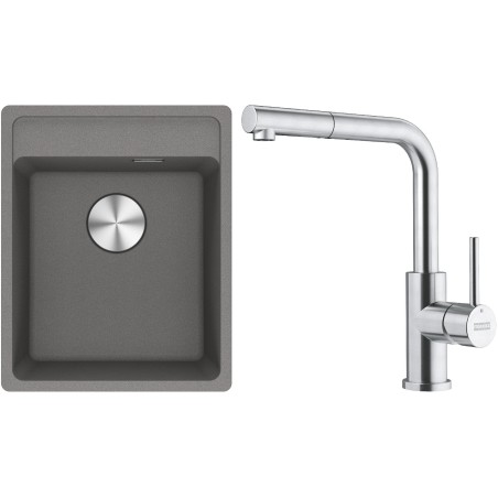 Set Franke G295ŠK (dřez MRG 610-37 RTL Šedý kámen + baterie FC 6986.501 SMART GLENDA Celonerez)