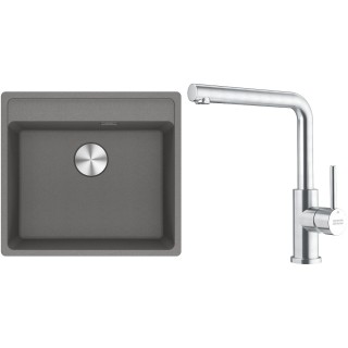 Set Franke G297ŠK (dřez MRG 610-52 RTL Šedý kámen + baterie FC 6985.501 SMART GLENDA Celonerez)