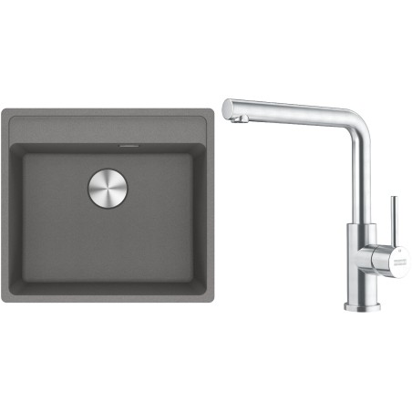 Set Franke G297ŠK (dřez MRG 610-52 RTL Šedý kámen + baterie FC 6985.501 SMART GLENDA Celonerez)