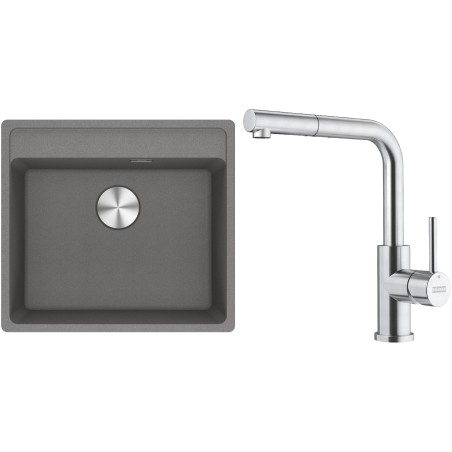 Set Franke G298ŠK (dřez MRG 610-52 RTL Šedý kámen + baterie FC 6986.501 SMART GLENDA Celonerez)