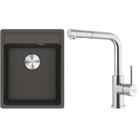 Set Franke G295ŠB (dřez MRG 610-37 RTL Šedá břidlice + baterie FC 6986.501 SMART GLENDA Celonerez)