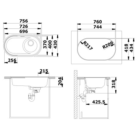 Kuchyňský dřez Blanco Oovalon 700-IF Cloud White