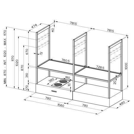 Ostrůvková digestoř Faber T-SHELF EVOLUTION BK MATT F160 KL Černá mat