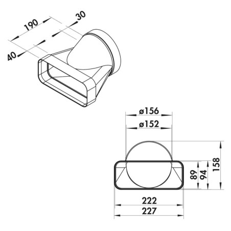 Faber AFC4043006 F-EST 150 - přechod čtyřhran-kruh horizontální 90°