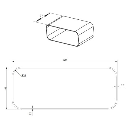 Faber AFC4043001-75 F-VRO 75 - ploché potrubí 75 mm