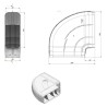 Faber 4051006 P-RBH 150 - koleno horizontální 90° s vodícími lamelami, světle šedá
