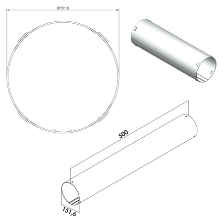 Faber 4051022 P-RRO 150 - kulaté potrubí 500 mm, světle šedé