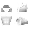 Faber 4051018 P-EST 150 - přechod čtyřhran-kruh horizontální 90°, světle šedé