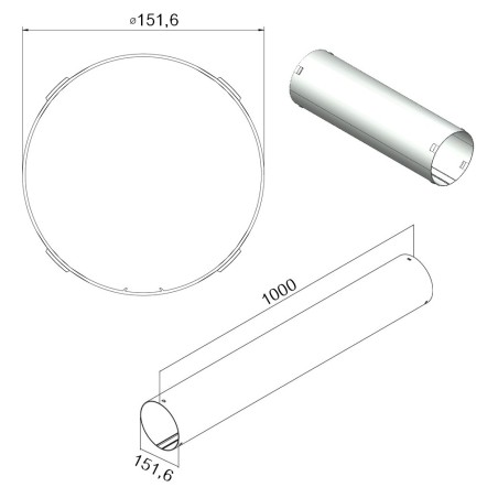 Faber 4051023 P-RRO 150 - kulaté potrubí 1000 mm, světle šedé