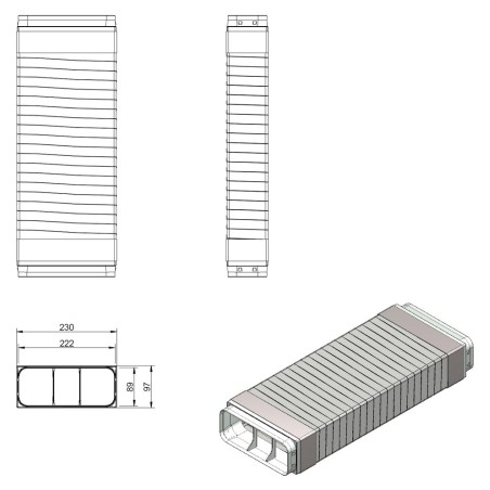 Faber 4051009 P-RBFLEX - flexo potrubí ploché (250-550 mm), světle šedé