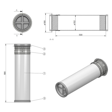 Faber 4051029 P-MRBS 150 - stěnové vedení (základní sada pro hrubou stavbu)