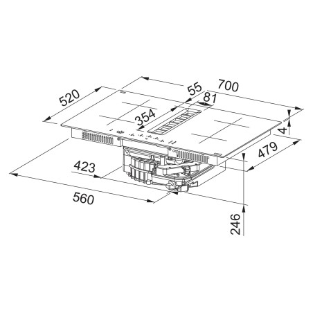 Odsavač par s indukční deskou Franke FSM 7072 4RC HI Černé sklo