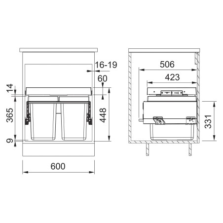 Odpadkový koš Franke FX 60 26-26, 2x 26 l