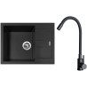 Set Sinks G26826 (dřez Amanda 650 Pureblack 26 + baterie Elasta Černá matná)